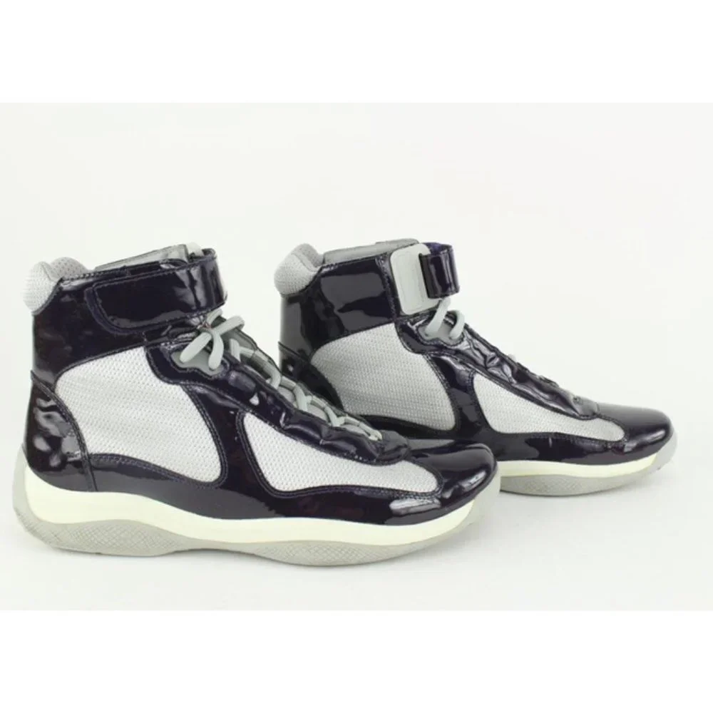 Prada Men's 10 US Cup Patent Leather Vernice Bike Sneaker 4T0341
